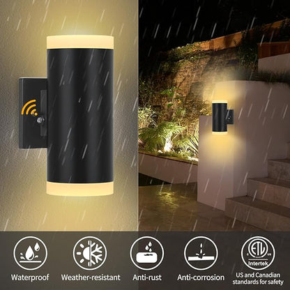 Dusk to Dawn Outdoor Lighting, ZUUKOLE Waterproof Exterior Wall Lantern, Anti-Rust Aluminum Wall Mount Lighting Cylinder Design – Up Down Lights Outdoor for Porch, Patio or Garage, 2 Pack