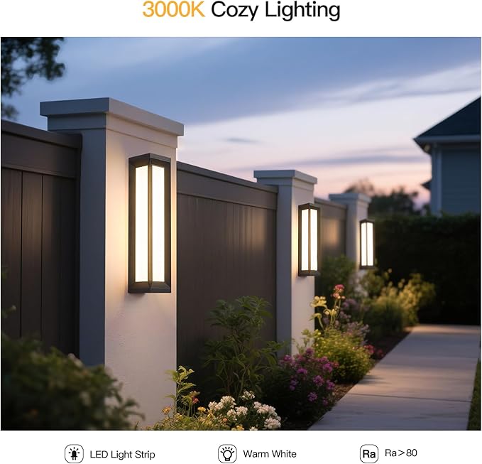 Outdoor Wall Lights Exterior, 26" Large Wall Sconce for House, 3000K LED Outside Front Door Light Fixture Wall Mount, Modern Porch Lights Waterproof Garage Lamp Patio Lighting Entryway Lantern