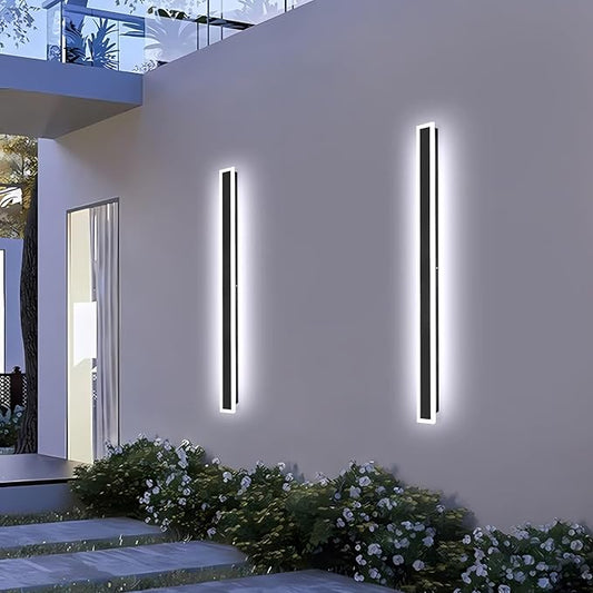 59inch 1 Pack Modern Outdoor Wall Sconce Dimmable 3000K-6000K Outdoor Wall Lights IP65 Waterproof Black Exterior Light Fixtures for Garage Garden Patio
