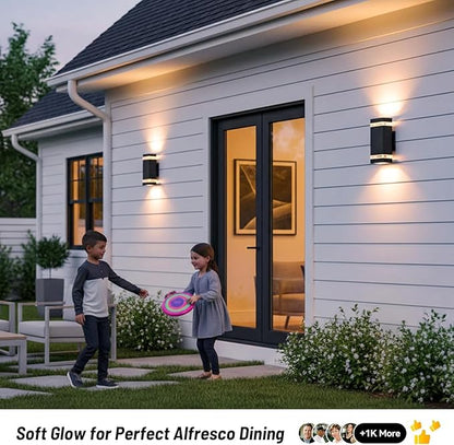 Dusk to Dawn Outdoor Wall Light Modern Up Down LED Wall Sconce, Aluminum Waterproof Exterior Lighting Fixture Porch Lights for House Patio Sensor ETL