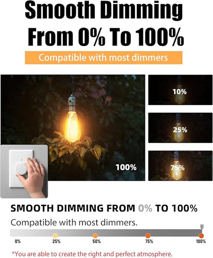 Lumiverse Dimmable Vintage LED Edison Bulbs, 60W Equivalent Dimmable Light Bulbs, 2200K Warm White, Antique Style ST58 LED Filament Bulbs, E26 Base LED Bulb 5.5W, Clear Glass, Pack of 60