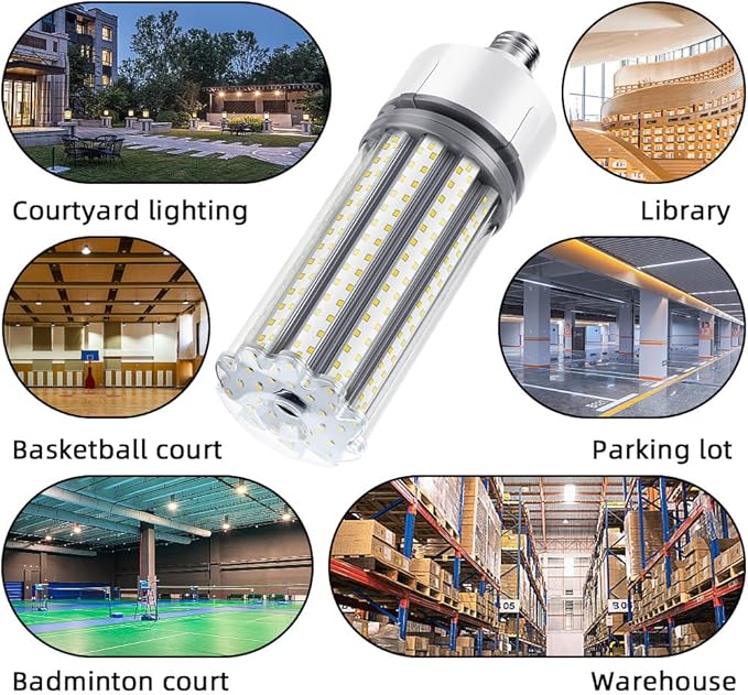 150W LED Corn Cob Light Bulb 2Pack, 700W MH/HPS Equivalent, 5000K Daylight, E26 Base with E39 Mogul Base adapters, Commercial Industrial Lighting Gyms Garage Workshop Bay Light Fixture
