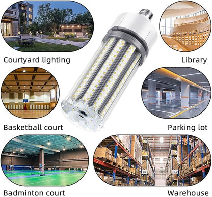150W LED Corn Cob Light Bulb 2Pack, 700W MH/HPS Equivalent, 5000K Daylight, E26 Base with E39 Mogul Base adapters, Commercial Industrial Lighting Gyms Garage Workshop Bay Light Fixture
