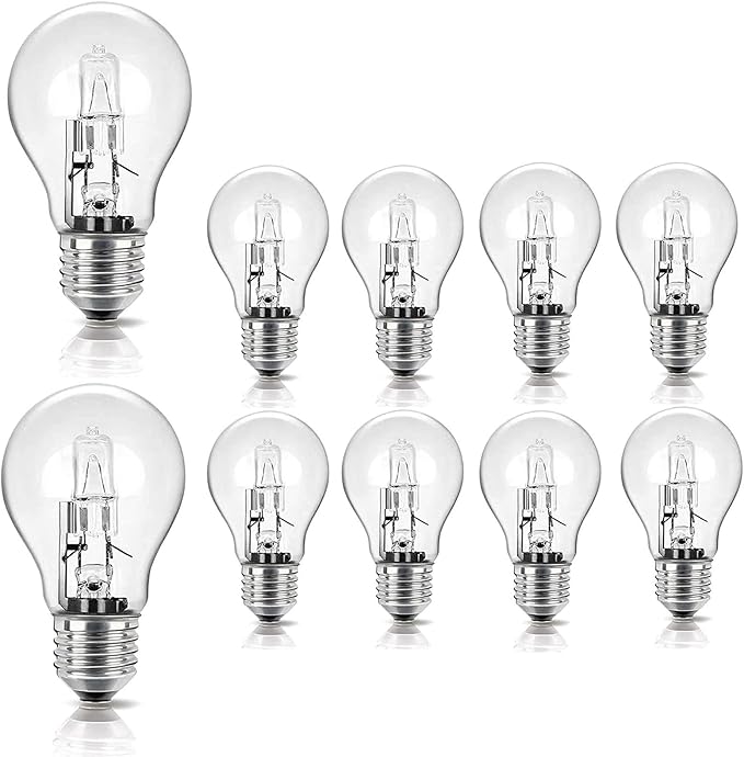 10pcs A55 E27 Halogen Lamp 220V 28W 42W 53W 70W 100W 96 * 55mm 2700K Halogen Bulb Clear Replacement Fit for Incandescent Lamp(53W)
