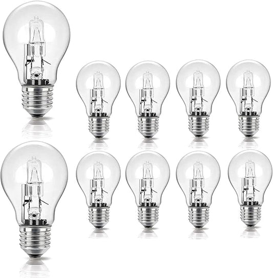 10pcs A55 E27 Halogen Lamp 220V 28W 42W 53W 70W 100W 96 * 55mm 2700K Halogen Bulb Clear Replacement Fit for Incandescent Lamp(53W)