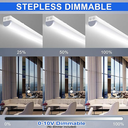 4FT Tunable LED Strip Linear Lights, 24W/32W/40W Selectable Wattage & 3CCT 3500K/4000K/5000K, 0-10V Dimmable, 5200LM, AC100-277V Linkable LED Shop Light Fixture, DLC ETL Listed, (4 Pack)