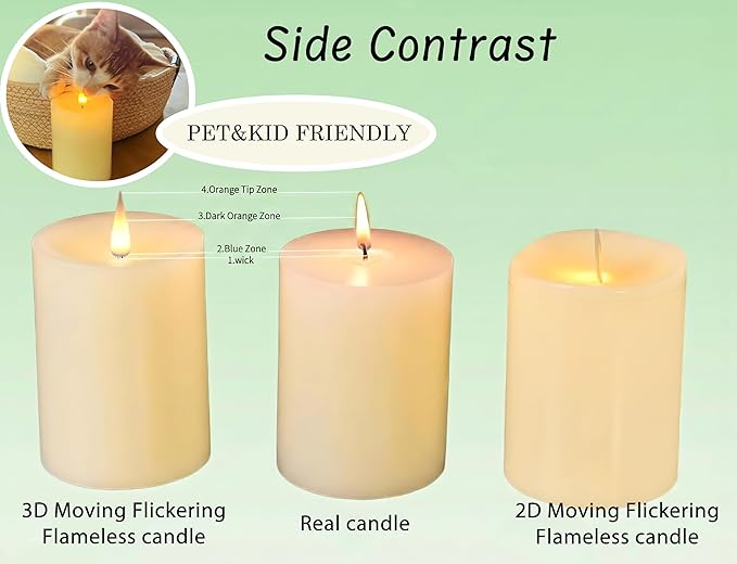Rechargeable Flameless Tealights Candle with Remote Timer, 3D Moving Flame Led Tealight Candles (Includes Remote Control, Charging Base, and USB Cable) (Ivory, 1.4in)