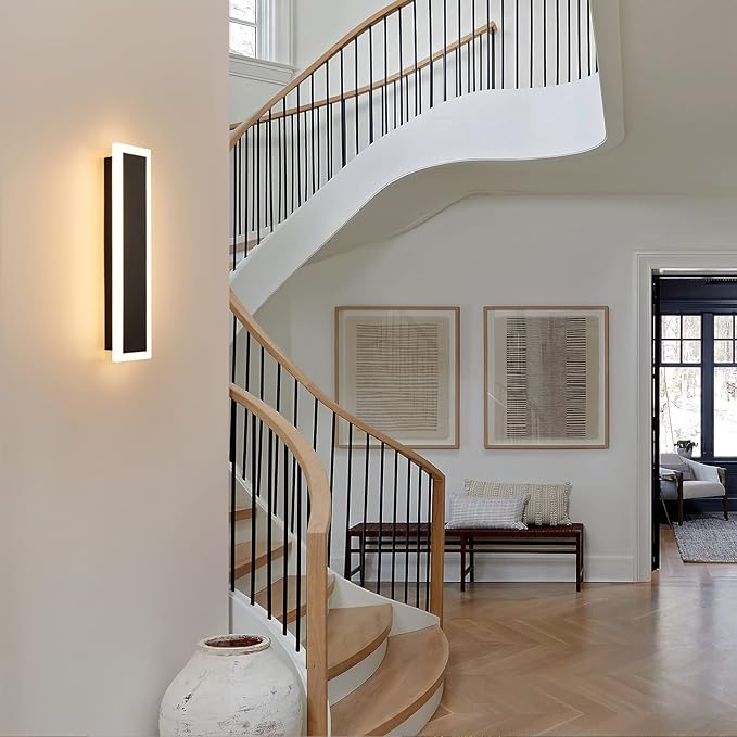 2-Pack Modern Outdoor Lights 3000-6000K Exterior Light Fixture 15.7in Porch & Patio Light Frosted White Acrylic Outdoor Sconce Watetproof Suitable for Garage Entry House