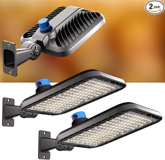 Lightdot ETL 150W Parking Lot Lighting 21000Lm 5000K LED Parking Lot Lights with Smart Photocell IP65 Waterproof Arm Mount LED Pole Light for 16~30Ft Height Yard/Driveway-2Pack 7Yrs Warranty