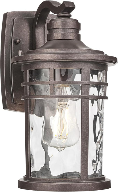 Darkaway Outdoor Wall Light Fixture,Outside Porch Lights Wall Mounted Water Ripple Glass Exterior Waterproof Lantern Modern Wall Sconce Lighting for Front Door Yard Patio