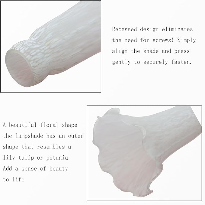Lily Flower Glass Lampshade Replacement, 2 Pack,Tulip Style Table Floor Lamp Shade Replacement 4.2" x 4.2" x 6.7" (White)