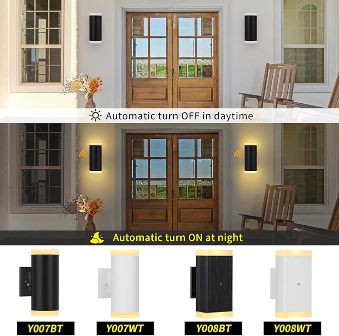 Dusk to Dawn Outdoor Lighting, ZUUKOLE Waterproof Exterior Wall Lantern, Anti-Rust Aluminum Wall Mount Lighting Cylinder Design – Up Down Lights Outdoor for Porch, Patio or Garage, 2 Pack