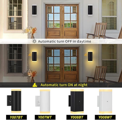 Dusk to Dawn Outdoor Lighting, ZUUKOLE Waterproof Exterior Wall Lantern, Anti-Rust Aluminum Wall Mount Lighting Cylinder Design – Up Down Lights Outdoor for Porch, Patio or Garage, 2 Pack