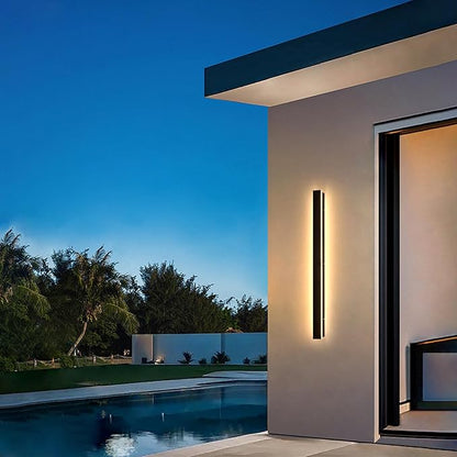 48inch Long Outdoor Sconce Lights, Black Modern Outdoor Sconce Wall Lights, Waterproof Exterior Wall Mounted Lighting Fixtures, 3000k Linear Wall Light for House, Garage 38W
