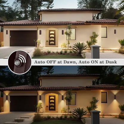 SHIMR Dusk to Dawn Outdoor Lighting 2 Pack, Modern Exterior Lighting Fixtures with Oil Rubbed Bronze Finish, Square Up Down Lights Outdoor for House Patio Garage [ETL Listed]