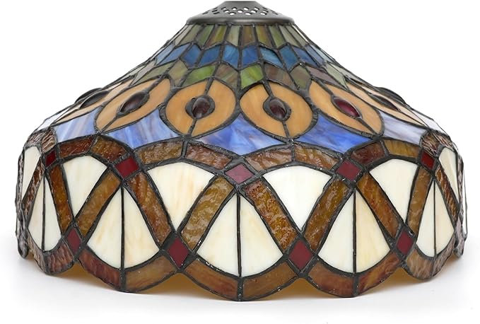 Tiffany Style Lamp Shade, 12 Inch Yellow Peacock Stained Glass Lamp Shade Replacement Vintage Creativity Lamp Cover Accessories Fit for Table Lamp Pendant Light Ceiling Light