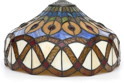 Tiffany Style Lamp Shade, 12 Inch Yellow Peacock Stained Glass Lamp Shade Replacement Vintage Creativity Lamp Cover Accessories Fit for Table Lamp Pendant Light Ceiling Light