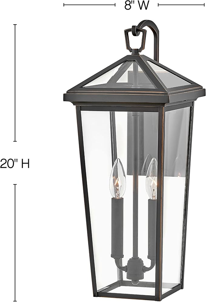 Hinkley Alford Place 25655OZ Medium Outdoor Tall Wall Mount Lantern - Die Cast Aluminum Frame, Sealed Clear Glass - Oil Rubbed Bronze