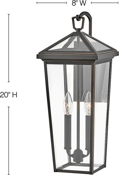 Hinkley Alford Place 25655OZ Medium Outdoor Tall Wall Mount Lantern - Die Cast Aluminum Frame, Sealed Clear Glass - Oil Rubbed Bronze