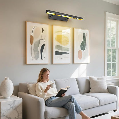 Matte Black Picture Lights for Wall, 30" Linear Picture Light Hardwired, 4-Light Bronze Art Light, Dimmable Gallery Light for Paintings, Warm White 270° Picture Frame Lights for Bathroom, Living Room