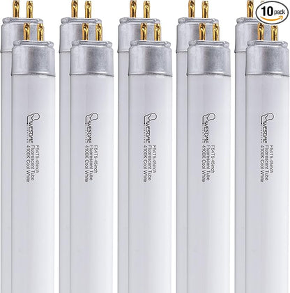F54T5/841/HO Fluorescent Light Bulb, 46 Inch, T5 54 Watt Replacement Tube, 4100K Cool White, 4200 Lumens, High Output, G5 Bi-Pin Base, 4FT T5 Grow Light Bulbs - 10 Pack