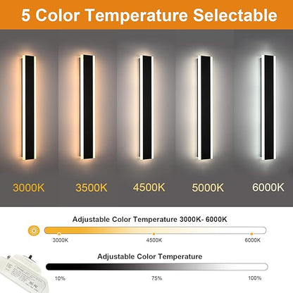 VINLUZ 2 Pack 40in Modern LED Outdoor Light, Garage Sconces Wall Light, IP65 Waterproof Exterior Wall Mount Lighting, Black Outdoor Wall Light Fixtures for House, Patio Courtyard Porch Garden
