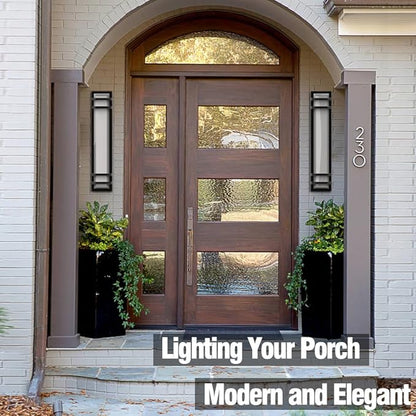 Sytmhoe Exterior Wall Lights,2Packs 36w Dimmable LED Modern Porch & Patio Wall Light Fixture, 23.6in Black Exterior Sconce Wall Mounted Lights Suitable for Garage Living Room Courtyard House(3000K)