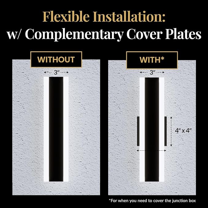 𝗠𝗢𝗗 𝗟𝗜𝗚𝗛𝗧𝗜𝗡𝗚 Haylen | Waterproof Outdoor Wall Light, LED Dimmable with Remote 3000K-6000K, Long Outdoor Porch Lights, Wired Lighting Fixture, Patio Exterior Wall Sconce, 2-Pack (Black, 94")