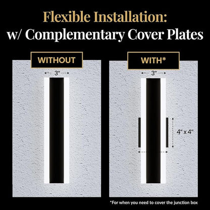 𝗠𝗢𝗗 𝗟𝗜𝗚𝗛𝗧𝗜𝗡𝗚 Haylen | Waterproof Outdoor Wall Light, LED Dimmable with Remote 3000K-6000K, Long Outdoor Porch Lights, Wired Lighting Fixture, Patio Exterior Wall Sconce, 2-Pack (Black, 31")