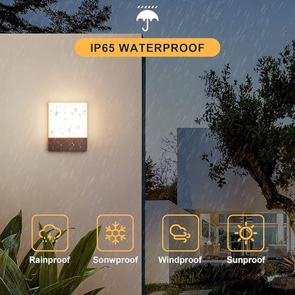 Modern Outdoor Led Wall Light, 24W 3000K Wall Porch & Patio Light,Exterior Hardwired Wall Light Fixtures,IP65 Waterproof Square Wall Lamp for Garage, Front Door,House Yard(Rust,1-Pack)