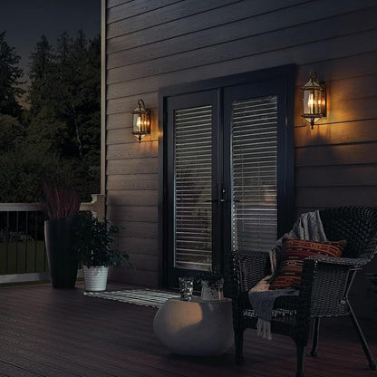 Milaii 18.5" H Copper Outdoor Wall Lights Exterior Waterproof Wall Sconce Light Fixture E26 Socket Oil Rubbed Bronze Porch Light with Clear Glass Lantern Wall Lamp for Front Porch Garage Patio