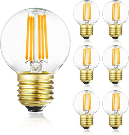 Dimmable G16.5 LED Bulbs,E26 Edison LED Light Bulbs,6W Equal 60 Watt Light Bulb,600lm,Soft White 3000K,Globe Light Bulb for Pendant,Vintage Filament Candle Bulb with Decorative,Φ1.97in*2.99in,6Pack.