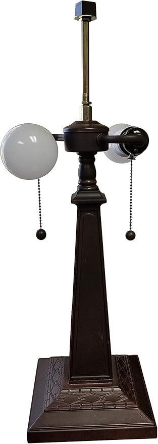 Tiffany Style Table Lamp Banker Mission 22" Tall Stained Glass Tan Green Blue Red Floral Flower Vintage Antique Light Décor Living Room Bedroom Handmade Gift AM312TL14B Amora Lighting