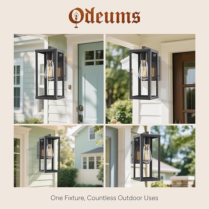 Outdoor Wall Lantern, Exterior Wall Mount Lights, Outdoor Wall Sconces, Wall Lighting Fixture, Exterior Light Lantern Fixtures, Porch Light Lamps Modern Porch Lighting for Garage (Black, 1PACK)