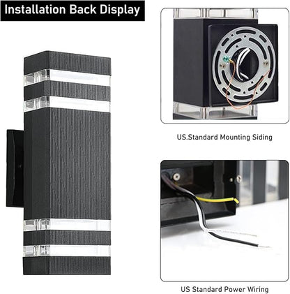 4Pack 12inch LED Square Up&Down Outdoor Wall Lights,4000K Day White 14W Outdoor Wall Light Aluminum Body Waterproof IP65 led Porch Wall Light for House Patio Garage Garden