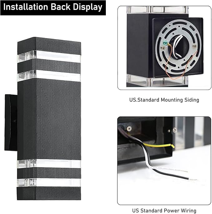6Pack 12inch LED Square Up&Down Outdoor Wall Lights,4000K Day White 14W Outdoor Wall Light Aluminum Body Waterproof IP65 led Porch Wall Light for House Patio Garage Garden