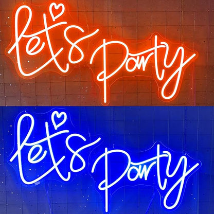 Colorful Super Large Let's Party Neon Sign for Bedroom Wall Super Neon Sign for Wall Decor for Bachelorette Party, Engagement Party, Birthday Party,Wedding Party