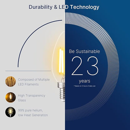 FLSNT 100W Equivalent LED Candelabra Bulbs, 800LM Dimmable B11 E12 LED Chandelier Light Bulbs, 5.5W, 2700K Soft White, 12 Pack