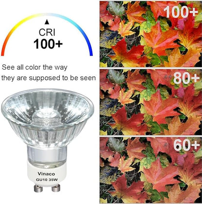 Vinaco GU10 C 120V 35W Bulb Dimmable, 6 Pack High Output 380LM GU10 C 110V 35W Candle Warmer Warm White 2800K, Long Lasting GU 10 Halogen Bulbs No Flicker for Candle Warmer Lamp & Track Lighting