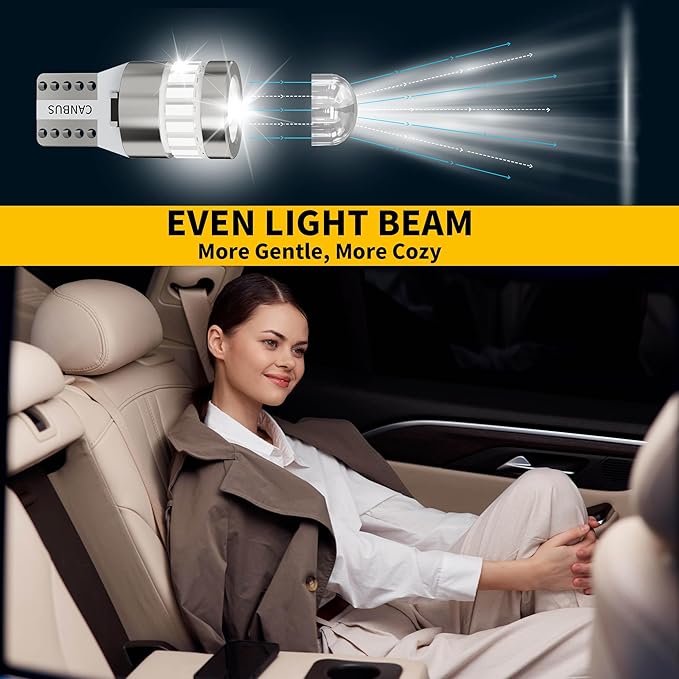 Yorkim 194 LED Bulb 6300K White, 168 2825 W5W T10 LED Light Bulb Error Free for License Plate, Dome, Map, Courtesy, Side Marker Lights, Pack of 2