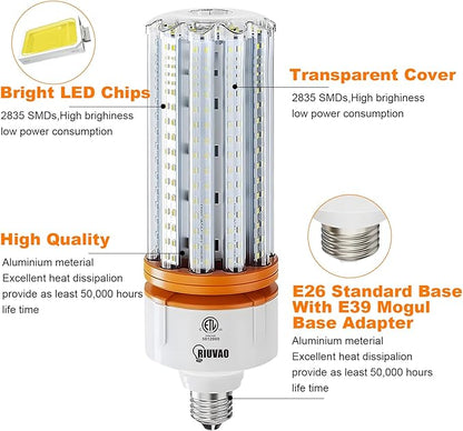 1000W Equivalent LED Corn Light Bulbs, 2 Pack 100W Led Corn Bulb 5000K Daylight White E26 E39 for Large Area Lighting, Warehouse，High Bay Lighting Wide Application
