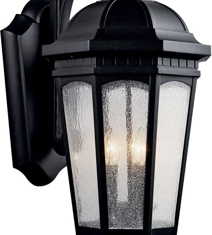 Kichler Courtyard 26.5" 3 Light Outdoor Wall Light with Clear Seeded Glass in Rubbed Bronze