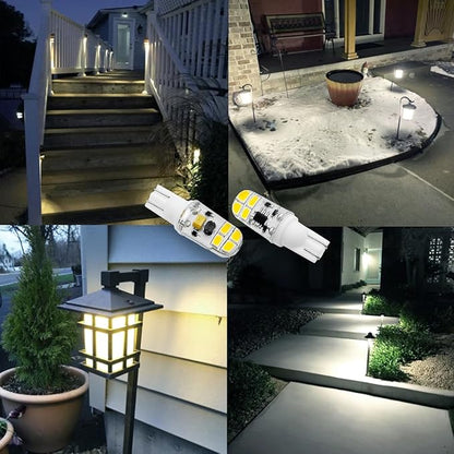 KAKEMONO T5 T10 Wedge Base 2W LED Bulb for 12V 24volt Landscape Path Light, 921 922 912 194 168 T10 wedge RV Camper Trailer Motorhome Marine Boat Dome Light, 6000K Daylight White, 10 Pack
