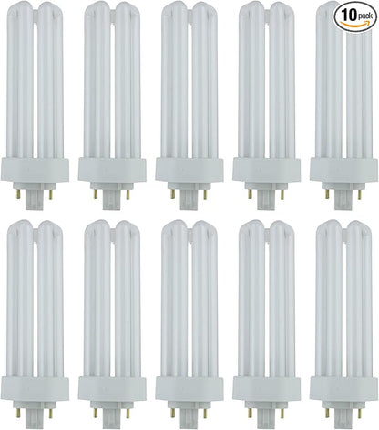 Sunlite CFL Plug-in PLT 4-Pin Triple Tube Light, 32 Watts, 4-Pin GX24q3 Base, 2400 Lumens, 4100K Cool White, 10 Pack
