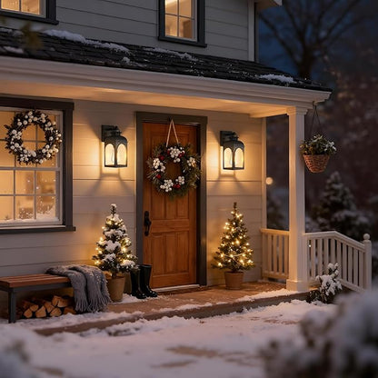 Outdoor Wall Lights, 2 Pack Outside Porch Lights Modern Wall Mount Exterior Lighting Fixtures Black Sconces Lanterns Waterproof Anti Rust for Farmhouse House Garage Doorway Front Door