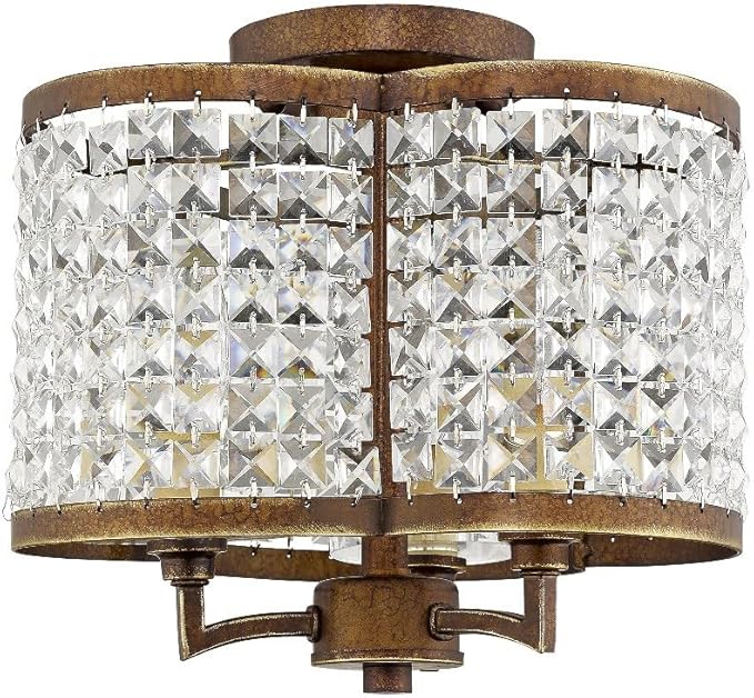 Livex Lighting 50573-91 Gramercy 3-Light Ceiling Mount, Brushed Nickel