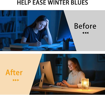 Battery Operated Lamp, Cordless Table Lamp with Timer, Desk Bedside Lamps with LED Warm Light, Glass Small Table Lamp for Bedroom, Bathroom, Living Room, Home Decor - Amber