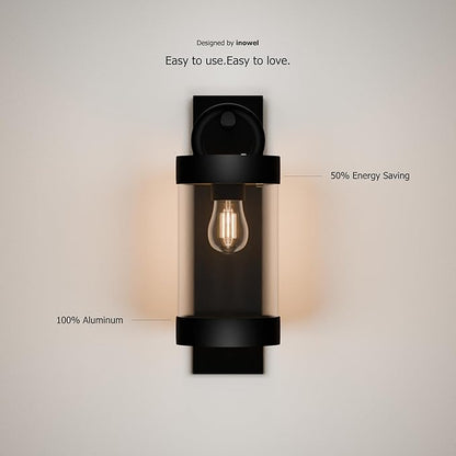 Wall Light Outdoor Lantern with Dusk to Dawn Sensor E26 Bulb (Not Include) Wall Mount Hang Lamp Wall Sconce Lighting Photocell Lights for Porch Front Door Garden IP44 Waterproof Max 28W