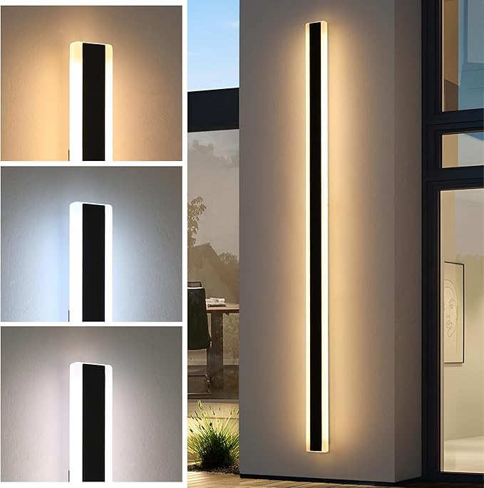 Mikeru 2pack 71inch Outdoor Wall Light Fixtures, 10%-100% Dimmable Outdoor Wall Lights Exterior Front Porch Light 3000-6000k Wall Mounted Led Lighting for Basement, Shop,Garage Lighting