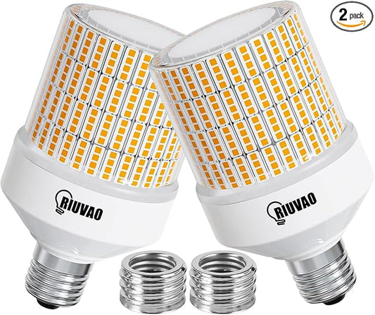 70W LED Corn Light Bulb, 700W Equivalent 9100LM, 3000K Warm White, Waterproof & 90% Energy Saving, E26/E39 Base Outdoor Light Bulbs for Garage, Factory, Shop (2-Pack)